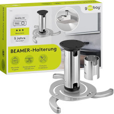 Goobay BeamerFlex Beamer Deckenhalterung - für kleine bis mittlere Projektoren (bis zu 10 kg) - beweglich um 15° neigbar und 360° schwenkbar - Höhenverstellung - einfache Installation - Silber 51905