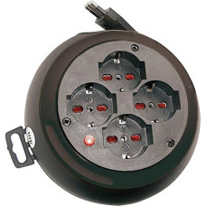 Brennenstuhl Electric Extension Cable with Cable Reel 1100535 | Electric Extension Cable 3 Metres Ultra Flat and Practical | 4 Multi-Purpose Sockets (10/16A + Schuko)