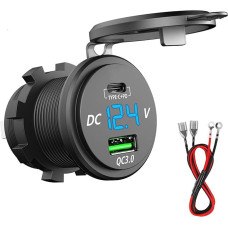 GemCoo QC 3.0 USB automobilinis įkroviklis su dviem greitojo įkrovimo 3.0 įkrovimo prievadais, 5V/6A greitasis įkrovimas 12V/24V transporto priemonėms Automobilis Valtis Motociklas Visureigis Autobusas Sunkvežimis Karavanas Jūrų transportas (C+ tipo QC3.0