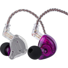 LINSOUL KZ ZS10 Pro, 4BA + 1DD 5 Driver In-Ear Monitor, HiFi laidinės ausinės, žaidimų ausinės, hibridinės IEM ausinės su nerūdijančio plieno priekine plokštele, nuimamu įleidžiamu 2 kontaktų kabeliu (su mikrofonu,