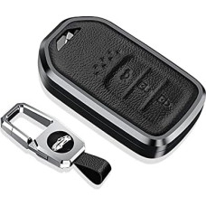 HIBEYO išmanusis automobilio raktų dėklas tinka Honda CR-V Jazz Civic HR-V Accord Odyssey City Grace Apsauginis raktų dėklas dangtelis raktų dėklas Key Case Key Shell Key Fob Remote Keyless Leather Black B