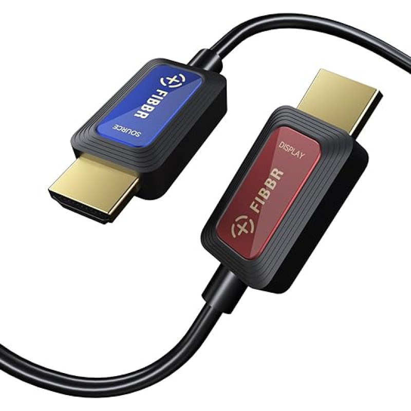 8K šviesolaidinis HDMI kabelis 1 m, 48 Gbps didelės spartos HDMI 2.1 kabelis 8K@60Hz 4K@120Hz Dolby/Dynamic HDR/HDCP 2.3/eARC 8K šviesolaidinis kabelis su viena kryptimi, suderinamas su 