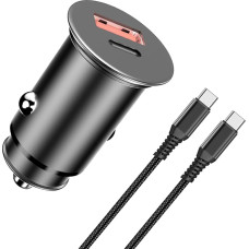 48 W cigarečių žiebtuvėlio USB C adapteris automobilinis metalinis automobilinis įkroviklis USB C greitojo įkrovimo laidas, skirtas 