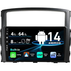 SXAUTO Android 14 IPS automobilinis radijas, tinkamas Mitsubishi Pajero 4 V80 V90 (2006-2014) - Integruotas Carplay/Android Car/DSP - atbulinės eigos kamera + MIC - 4G + 64G - DAB 360 kamera SWC Fast-Boot AHD - 2 DIN 9