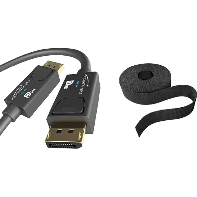 KabelDirekt - 8K DisplayPort cable version 1.4-1m + KabelDirekt - Velcro cable ties such as
