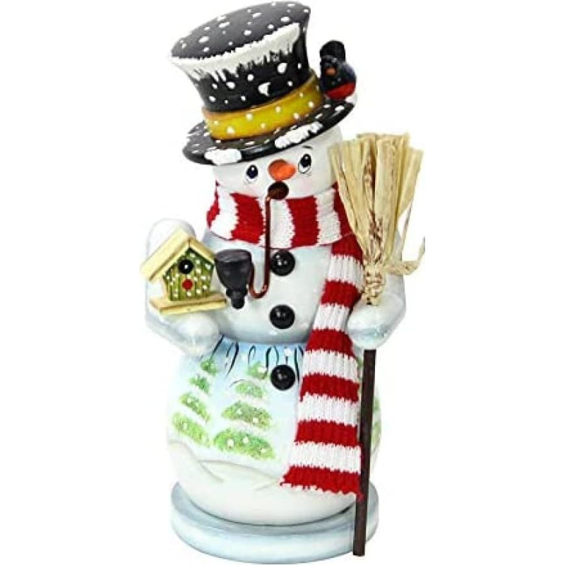 Dekohelden24 Juokingas rūkantis sniego senis Toni su kepure ir šaliku, apie 25 cm, 21 cm