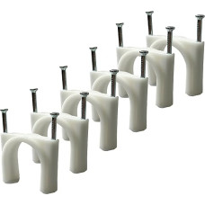 50 x 40mm K-Type White Cable Clips with Fixing Nail