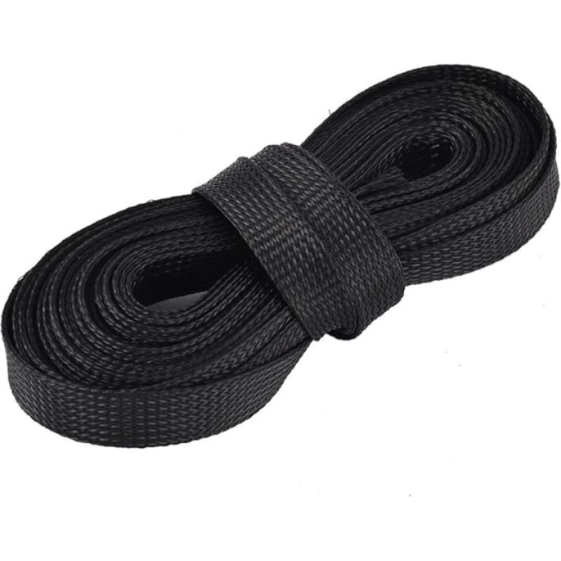 Sourcingmap Geflochtener Nylon-Draht-Ummantelungsschlauch, 6,8 m x 16 mm, Schwarz