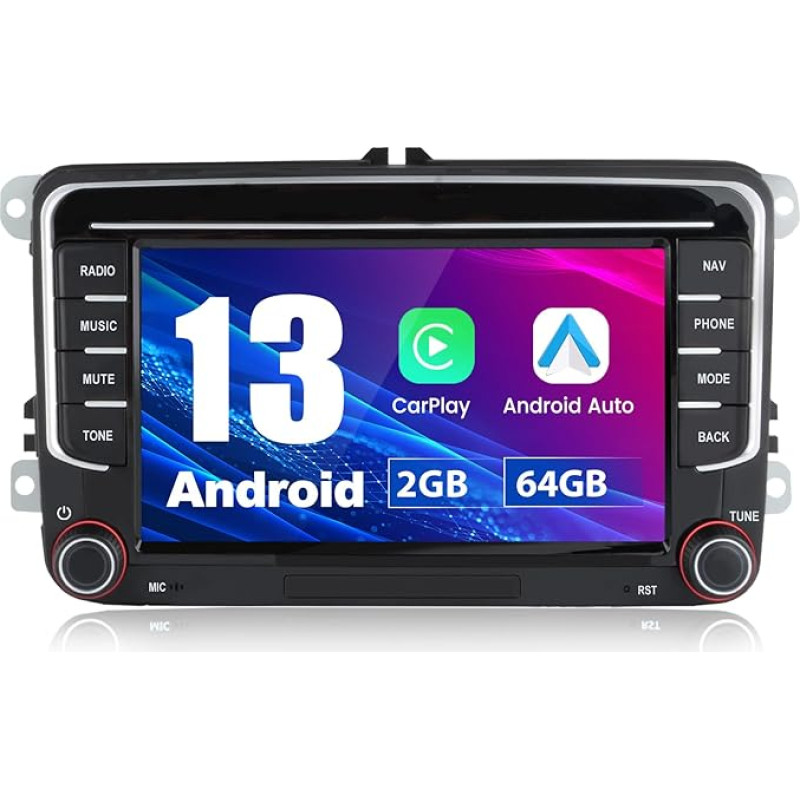 AWESAFE Android 13 radijo stotis VW Skoda Seat Golf 5 Golf 6 su 7 colių ekranu, 2GB + 64GB, Navi, Carplay, Android Car, Bluetooth