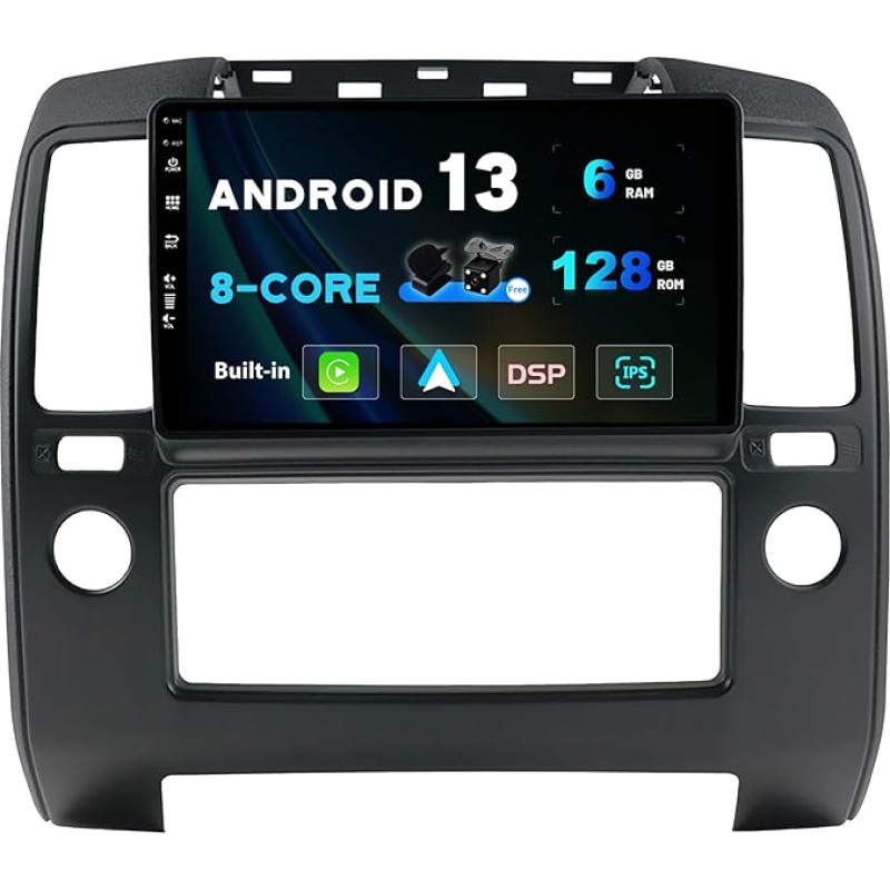 SXAUTO - 6G + 128G - Android 12 IPS automobilinis radijas Nissan Navara 3 D40 (2004-2010) - Integruotas Carplay/Android Car - LED kamera + MIC - DAB valdymas vairu Greitas įkrovimas 360-CAM WiFi - 2 DIN 9 colių