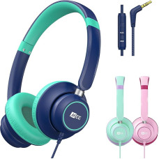 MEE audio KidJamz KJ45 vaikiškos ausinės su garsumo reguliatoriumi, mikrofonu, reguliuojamomis ausinėmis su 3,5 mm lizdu, nesipainiojančiu kabeliu, skirtos mokymuisi internetu, mokyklai, kelionėms ir planšetiniams kompiuteriams