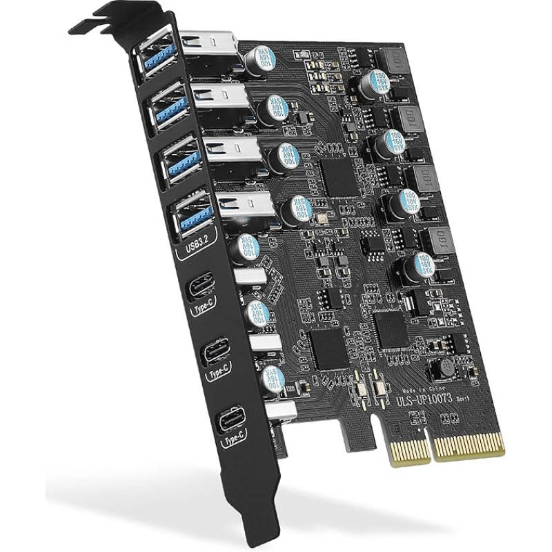 USB 3.2 Card 7 Ports (4A + 3C), FARBOKO PCIe USB 3.2 Gen 2 10Gbps Internal USB HUB for Desktop PC Host Card