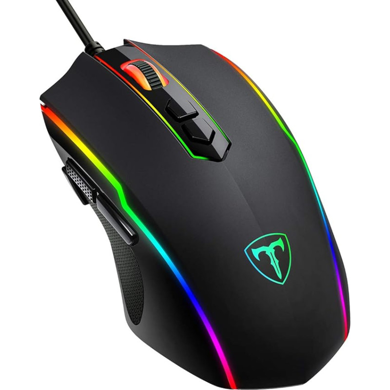 Vollion RGB Gaming Mouse with 8 Programmable Buttons 7200 DPI / RGB Lighting / Adjustable Game Profiles USB Wired with Ergonomic Design for MMO, MOBA or FPS Games for PC/Mac