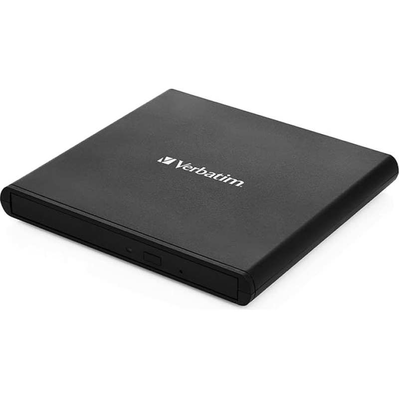 Verbatim External Slimline CD/DVD Writer, USB 2.0, moblies Laufwerk, Nero Burn & Archive-Software inklusive, Externer DVD-Brenner, Externes CD-Laufwerk, kompaktes Design, schwarz