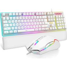 RedThunder K10 laidinė žaidimų klaviatūra ir pelė JK išdėstymo tikra RGB apšviesta ergonominė 