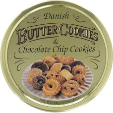 Danish Butter Cookies & Chocolate Chip Cookies, Danish Butter Biscuits, Pastry Mix Tin, 500g