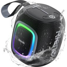 RIENOK Bluetooth Speaker Small with Light FM Radio Bluetooth 5.3 Music Box Wireless Bass Box with 15 Hours Playtime Stereo Portable Waterproof TF Card USB Stick Black