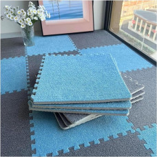 Schaumstoff-Bodenmatte, 12 Stück Puzzle-Schaumstoff-Bodenmatte for Schlafzimmer, ineinandergreifende Teppichquadrate, dünne und dicke Schaumstofffliesen, Verbindungs-Fußmatten(Blue+dark Gray,0.39 Inch