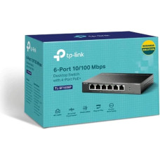 TP-Link TL-SF1006P 6 prievadų Fast Ethernet PoE komutatorius su 4 PoE+ prievadais (67 W, ekranuoti RJ-45 prievadai, 250 m perdavimo aprėptis išplėstiniu režimu, 