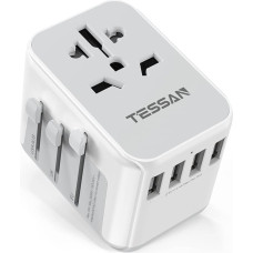 TESSAN Travel Adapter Worldwide, Universal Socket Adapter with 4 USB and 1 AC Socket, Travel Plug for Germany, USA, England, Thailand, Italy, Australia, International Power Adapter