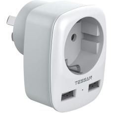 TESSAN Travel Plug Australia Adapter China Germany Plug with 2 USB 2,4A, Socket Adapter Travel Adapter Power Adapter for New Zealand Argentina Wall Charger, Travel Adapter Australia