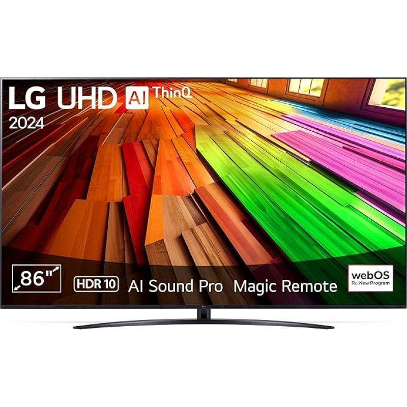 LG 86UT81006LA TV 86 Inch (218 cm) UHD TV (α5 Gen7 4K AI Processor, HDR10, up to 60Hz) [Model Year 2024], Black