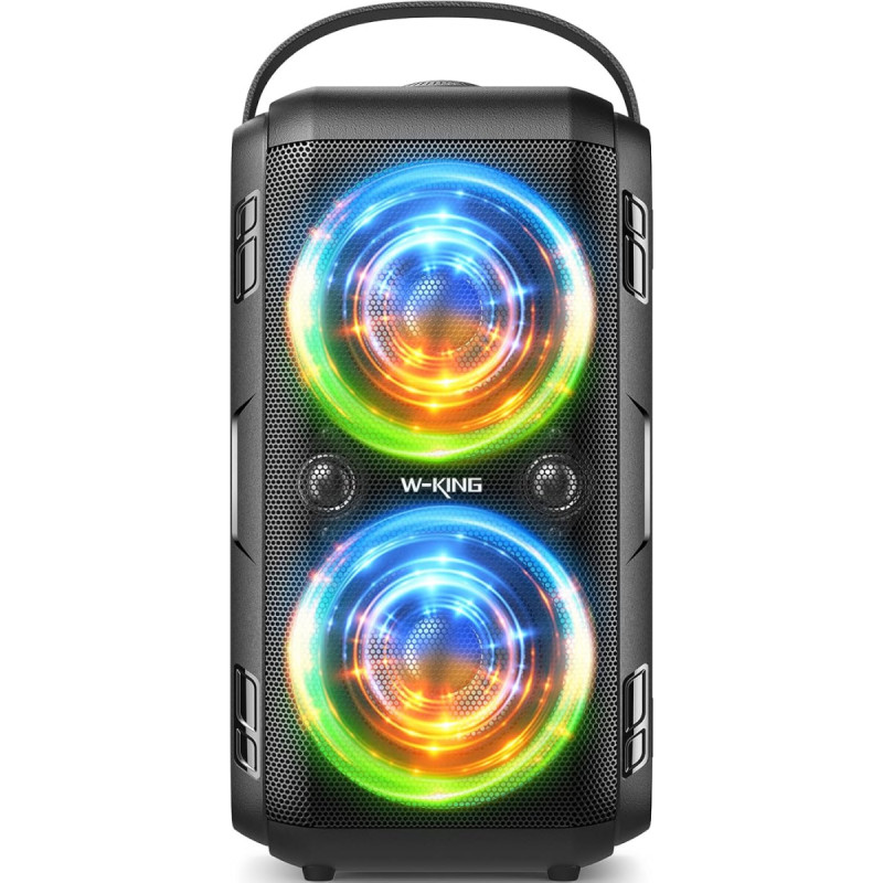 Bluetooth Speaker, W-KING 80 W Portable Wireless Speaker Box Music Box, Loud with Pressure Bass, Powerful 105 dB Sound, Mixed Colour LED Lights, USB Playback, 24 Hours Playtime