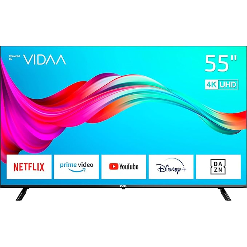 DYON Smart 55 VX 139 cm (55 Inch) TV (4K UHD Smart TV, HD Triple Tuner (DVB-C/-S2/-T2), App Store, Prime Video, Netflix, YouTube, DAZN, Disney+) [Mod. 2023]