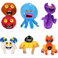 wiztex My Singing Monsters Cuddly Toy - siuvinėtos akys Gaming Plush Toy - daugkartinio naudojimo lietaus lankai draugai - Wubbox Sonick Cuddly Toy (WUBBOX 6 vnt.)