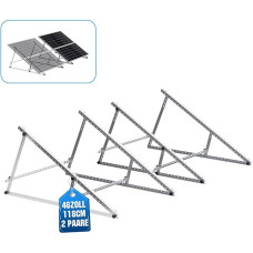 Reinforced Stability Solar Panel Bracket Structurally Improved Solar Panel Mount Balcony Power Station 118 cm for Solar Panel 100 W-600 W, Angle Adjustable 0-90° for Roof Mounts Solar Panels 2 Pairs