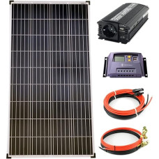 Complete Set 1 x 130 Watt Poly Solar Module NM 600 W Voltage Converter 10 A Charge Controller Yellow Photovoltaic Island System