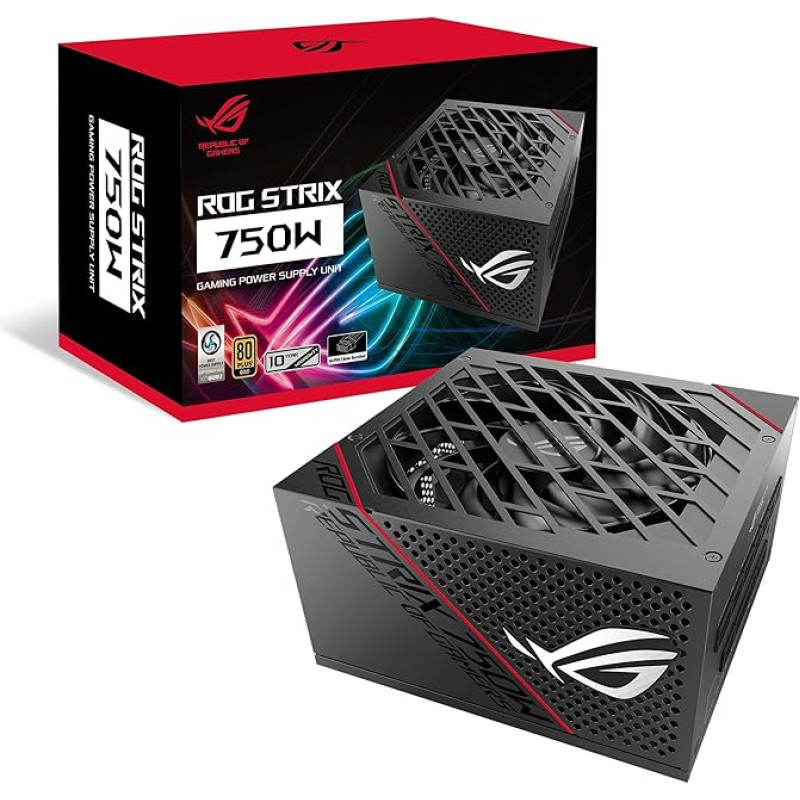 ASUS ROG Strix 750W auksinis žaidimų maitinimo šaltinis, 16 kontaktų PCIe kabelis (750 W, 80+ Gold sertifikatas, 