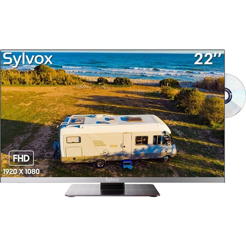 SYLVOX TV 12 V 1080P LED TV, 48.25 MHz-863.25 MHz frequency range, FM radio function, crisp image and captivating sound DVB-C/T2/S2 CI+, built-in DVD player, sleep timer, EPG