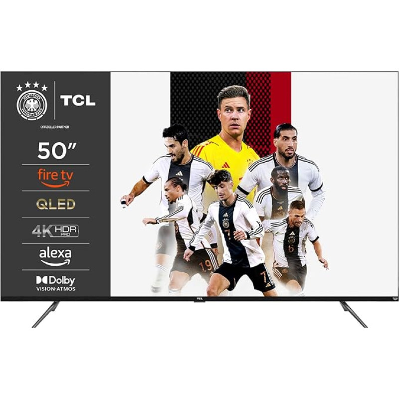 TCL 50CF630 126 cm (50 Inch) QLED Fire TV (4K Ultra HD, HDR 10+, Dolby Vision & Atmos, Smart TV, Game Master, 60Hz Motion Clarity, Press & Ask Alexa), Black