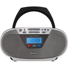 Aiwa BBTU-400SL Portable CD Radio with Bluetooth and USB, Colour Display, RDS, FM PLL, Alarm Clock, Colour: Silver