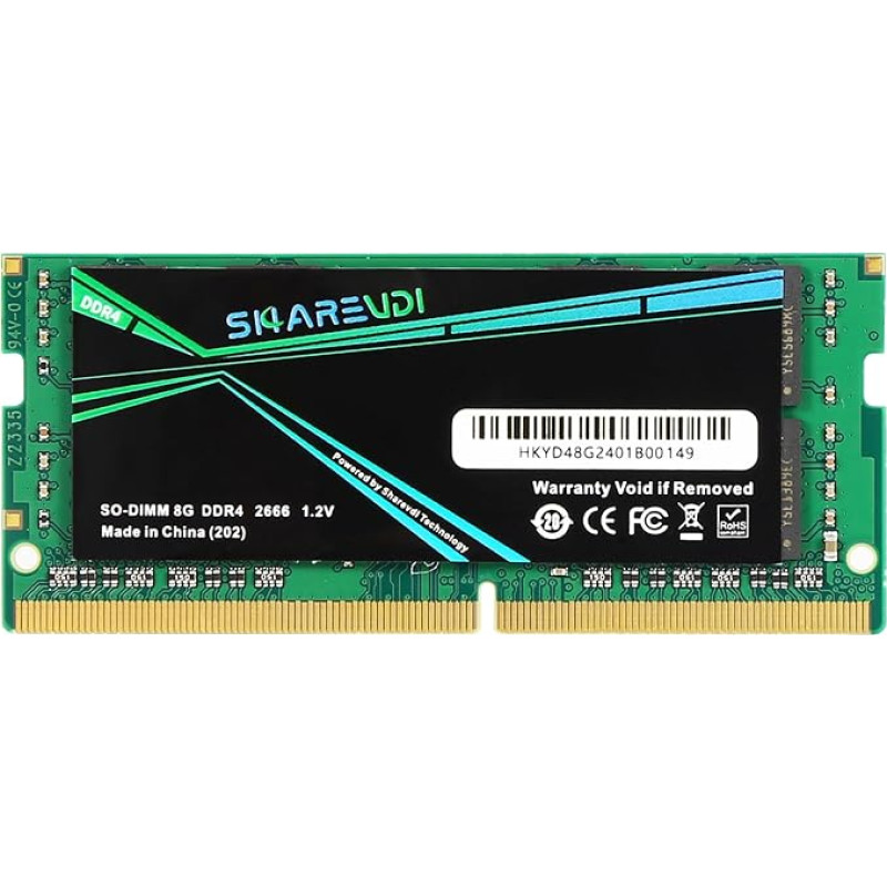 Sharevdi 8GB DDR4 2400MHz PC4 19200S CL17 SODIMM 1.2V 260-pin Non-ECC SODIMM Nešiojamojo kompiuterio mini kompiuterio RAM atminties modulis (DDR4 8GB)