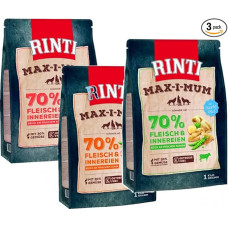 RINTI MAX-I-MUM bandomoji pakuotė | Sausas maistas šunims | 3 x 1 kg | 70 % mėsos ir subproduktų | Be grūdų