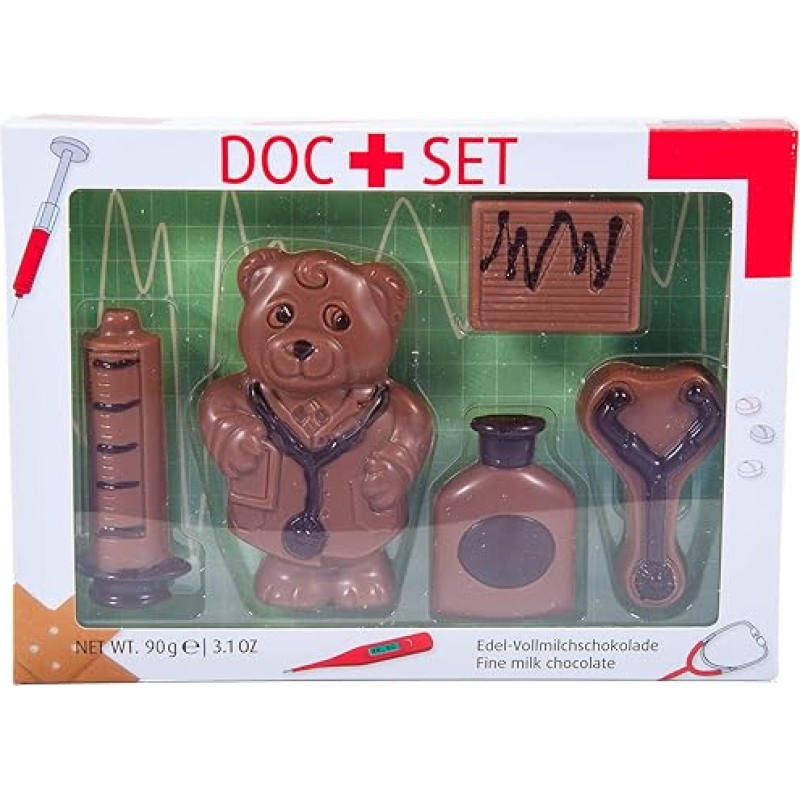 Dovanojamas šokoladas - gydytojo dovanų dėžutė, pagaminta iš švelnaus pieno šokolado (90 g)