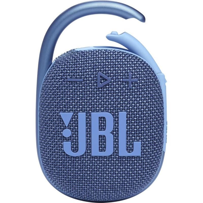 JBL Clip 4 Eco Bluetooth Speaker Made of Recycled Material in Blue - Waterproof, Portable Music Box with Practical Carabiner - Up to 10 Hours of Wireless Music Streaming