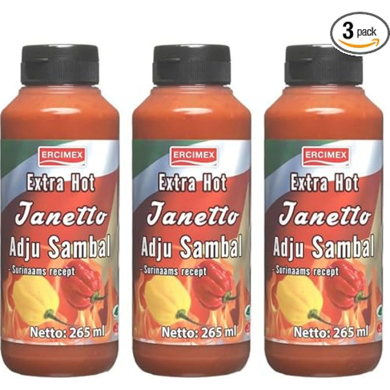 Su Pufai Grocery, Ercimex Janetto Adju Sambal išorinis aštrus padažas 265 ml x 3 vnt.