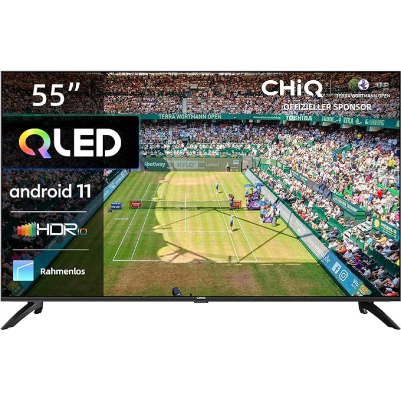 CHIQ Smart TV, 55 Inch (139 cm), 4K UHD TV, Android 11, Dolby Vision, Works with Alexa, Chromecast, Bluetooth, Google Assistant, Netflix, Prime Video, HDMI/USB/CI+, WiFi, Triple Tuner (DVB-T2/T/C/S2)