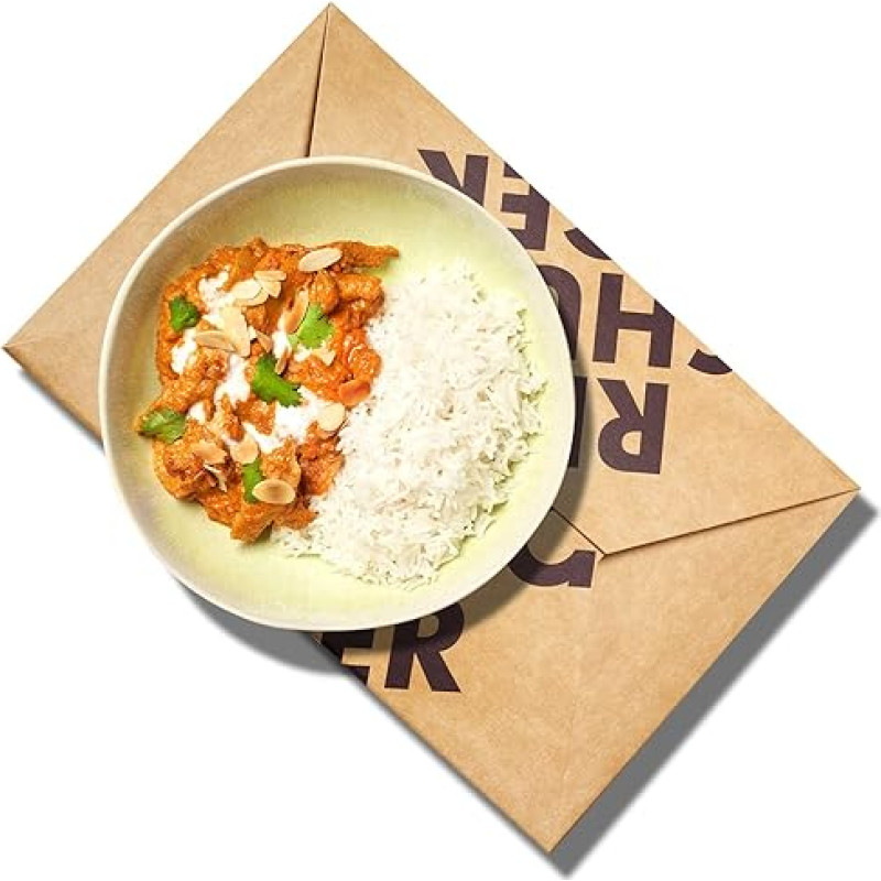 REISHUNGER Chicken Tikka Masala (8 Pieces, for 4 People) - Includes Recipe Card, 2 x Organic Basmati Rice, Rice Spice, Indian Marinades, etc.