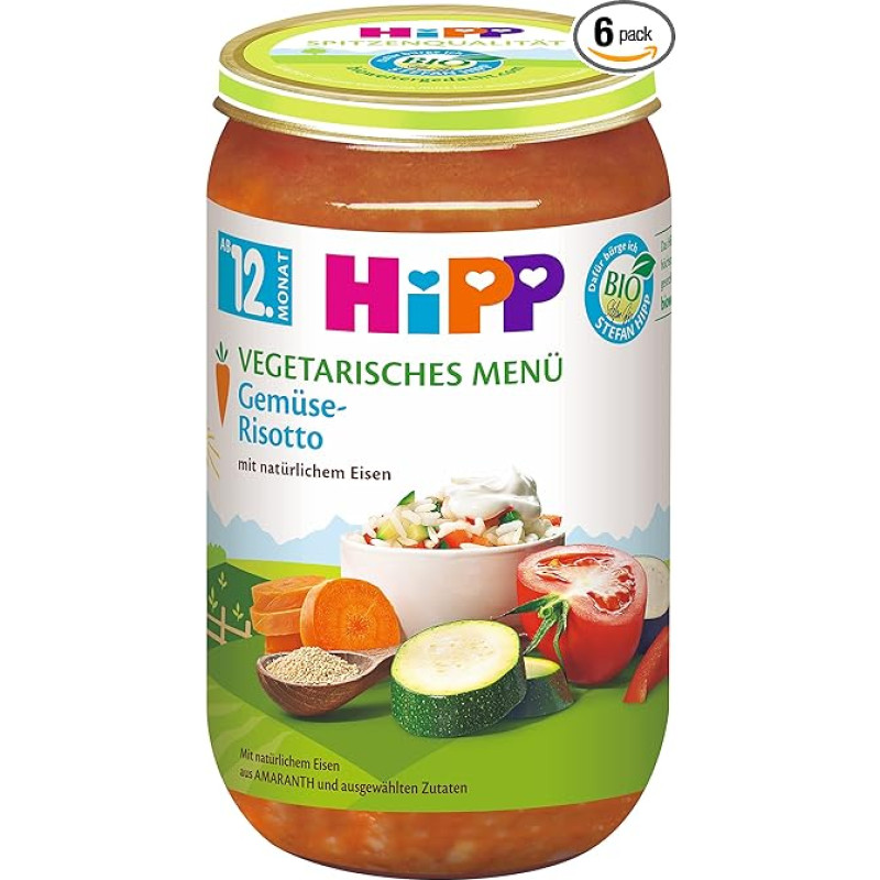 HiPP Organic Menus from 12th Month Vegetable Risotto, Pack of 6