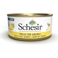 Schesir Dog Fruit Chicken Fillet with Pineapple, drėgnas šunų ėdalas su vaisiais, 18 skardinių x 150 g