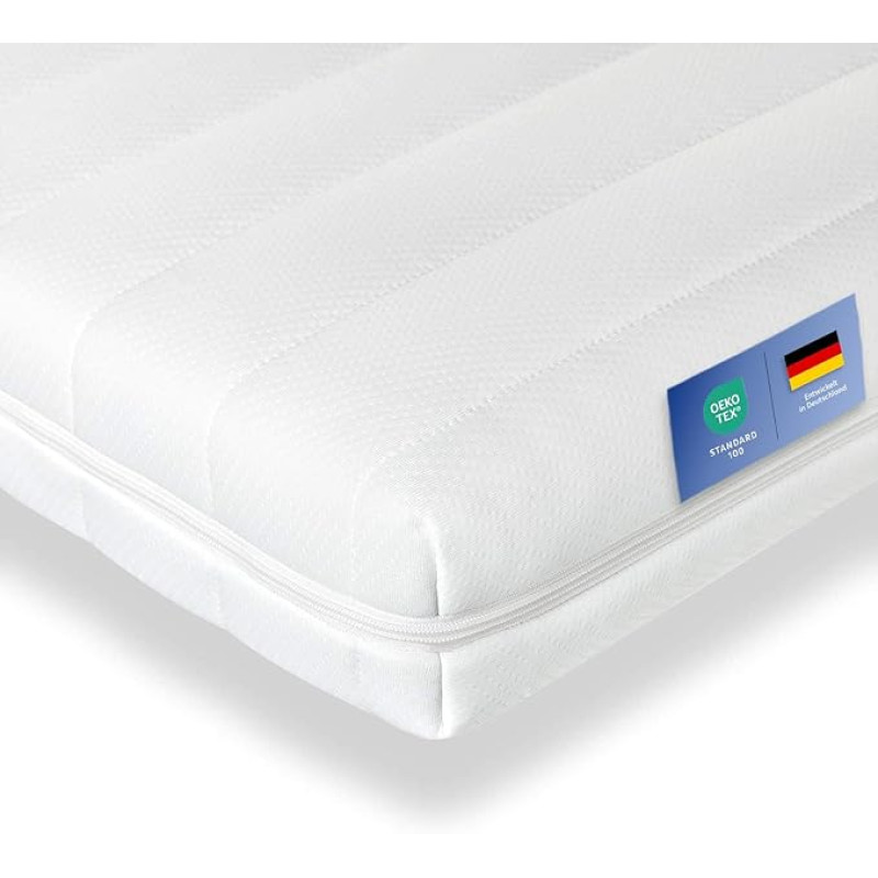 Träumegut 10 cm Orthopaedic Cold Foam Mattress Topper Mattress Protector Choice of Hardness H2/H3, h3, 160 x 200 cm