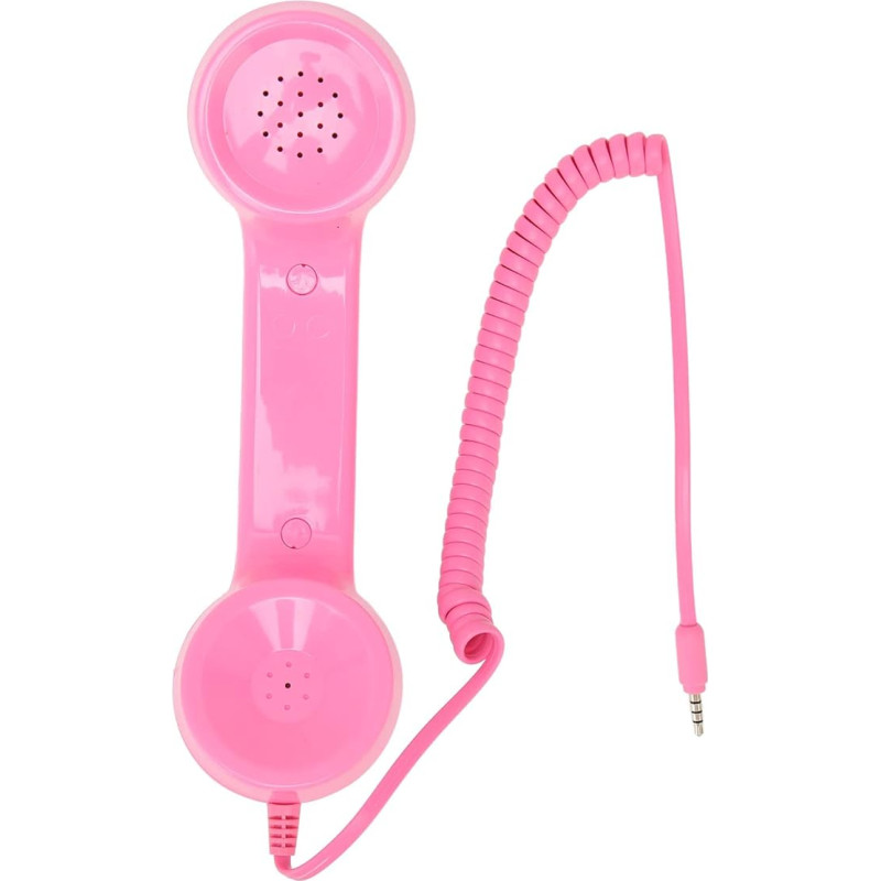 3.5mm Retro Telephone Handset, Phone Receiver for Microphone Speaker, Handheld Multifunction Radiation Retro for Smartphone and Computer (Pink)