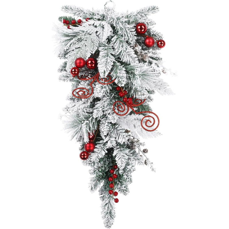 SHACOS Kalėdinis vainikas 76 cm, Kalėdinis vainikas, Kalėdų vainiko dekoracija, Kalėdų girlianda, Kalėdų ašaros, dirbtinis kalėdinis vainikas, Kalėdų vainikas durims, židiniui,