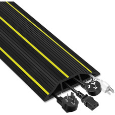 Grindų kabelių apsauga, 3M sunkiųjų grindų kabelių dangtis su 3 kabelių kanalais, guminis laidų dangtis grindims, kabelių kabelių dangtis, idealiai tinka biurui, namams, dirbtuvėms, sandėliui, garažui, lengvai paklojamas lygiai