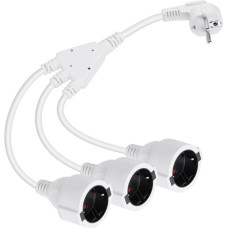 RIIEYOCA Protective Contact Extension Cable, 90 Degree Male to 3 Sockets, 16A/250V Waterproof Power Extension Cable for Outdoor Use (White, 90 Degree, 1 in 3)