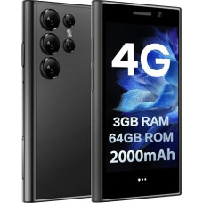 ZOKOE mini išmanusis telefonas 4G, 3GB RAM 64GB ROM 5.0MP 3.0 colių HD ekranas Keturių branduolių procesorius Veido atrakinimas Dviejų SIM kortelių atsarginė kopija Mobilusis telefonas Vaikams ir studentams Mažas atrakintas mobilusis telefonas (juodas)